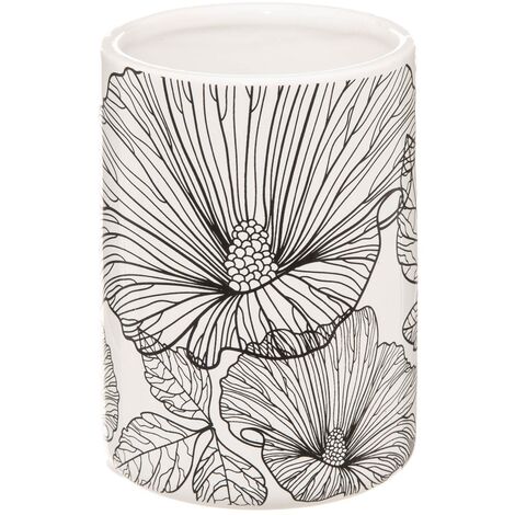 Gobelet et Porte brosse à dents en céramique déco Blackflora - Five