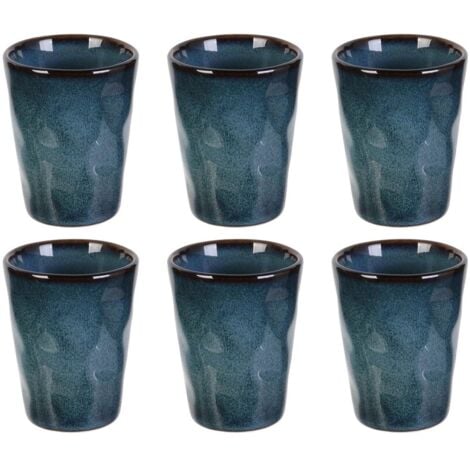 THE HOME DECO FACTORY Gobelet expresso en grès bleu Au grès du temps Lot de 6