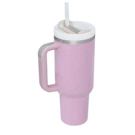Gobelet isotherme en acier inoxydable de 40 oz - Gobelet de voyage d'aventure avec poignée, paille et couvercle