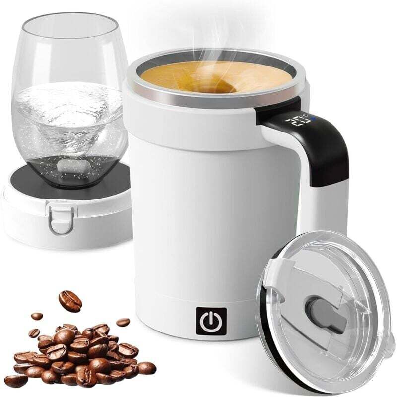 Gobelet mélangeur automatique de 380 ml avec couvercle et affichage tactile LCD de la température - Gobelet mélangeur magnétique automatique en acier