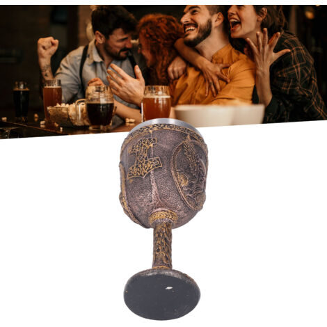 Gobelet Nordic Vin Stainless Steel Interieur Coque Resine Decorative Retro Coupe Biere Maison Cuisine Bar Soiree Mano Ltd Metal Base Intemporel Nettoyage Facile Cadeau Festif Unique Format 17.3x7.8cm