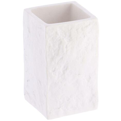 Gobelet polyresine carre effet pierre - blanc - Tendance