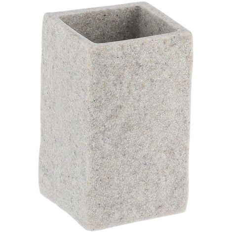 Gobelet polyresine carre effet pierre - gris - Tendance