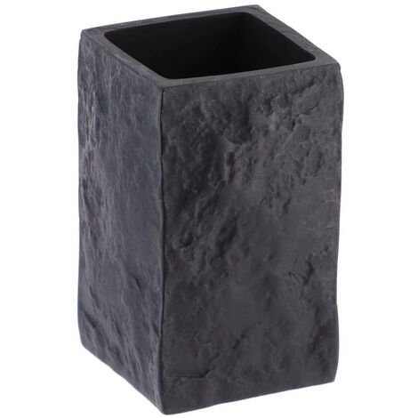 Gobelet polyresine carre effet pierre - noir - Tendance