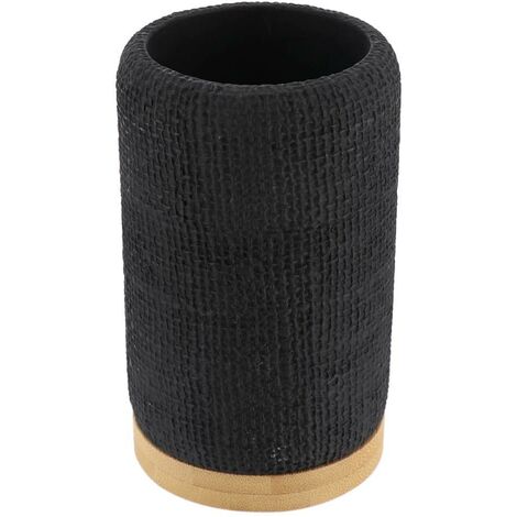 Gobelet polyresine rond effet maille et bambou - noir - Tendance