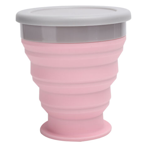 Gobelet Rétractable en Silicone Pliable pour Randonnée Sport Voyage Rose