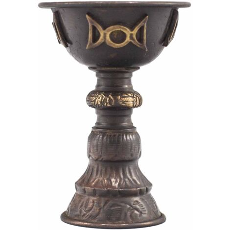 Gobelet Rituel Antique en Cuivre avec Triple Lune 8x13cm- Vendu par 1