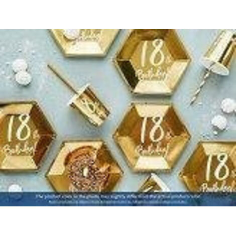 Gobelets 18e anniversaire, dorés, 220 ml
