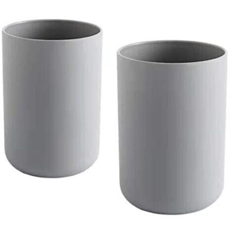 Gobelets à Dents 2 pièces, Porte-brosses à Dents de Salle de Bain, Tasse, Plastique Coupe 300ml (Gris et Gris)