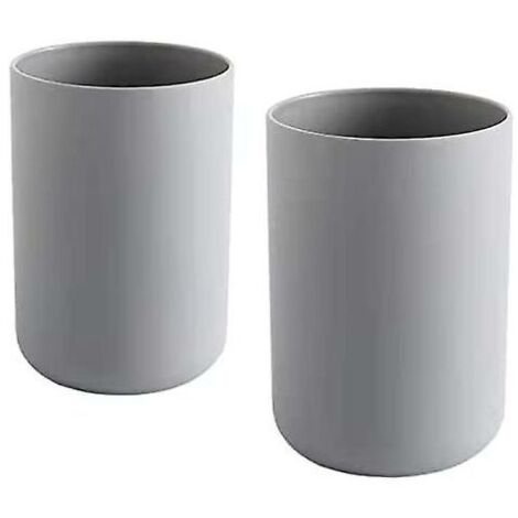Gobelets à dents 2 pièces, Porte-brosses à dents de salle de bain, Tasse, Plastique Coupe 300ml (Gris et Gris)