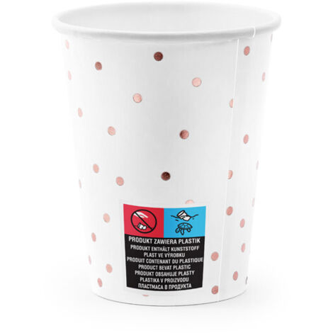 Gobelets à pois, blanc, or rose 260 ml