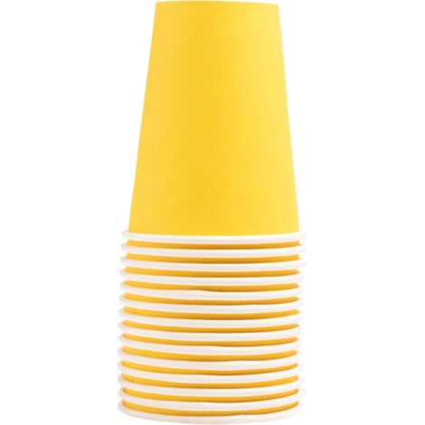 Gobelets Carton - 15 Unités - 20cl - Jaune - Résistants Chaud Froid - Jetables Recyclables