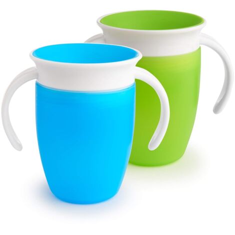 Gobelets d'entraînement Miracle 360, vert/bleu, 240 ml, lot de 2