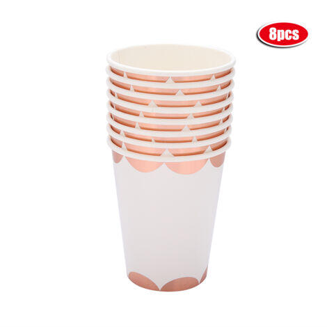 Gobelets et Pailles Rayés Rose Gold pour Décoration de Fête d'Anniversaire