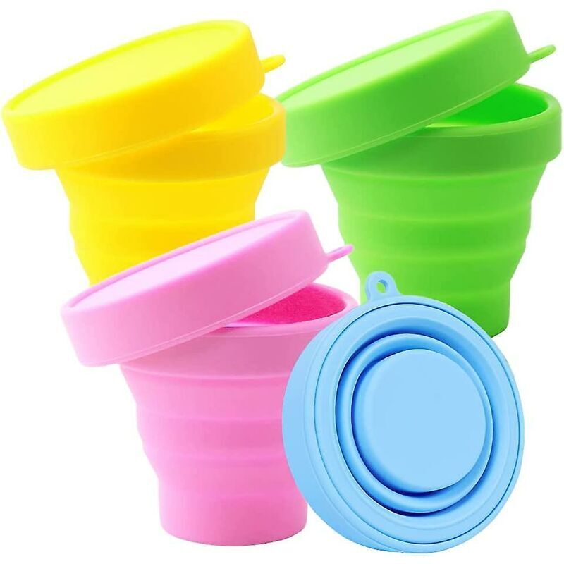 Gobelets pliants de camping, gobelets en silicone pliables, gobelets pliants avec couvercles, gobelets en silicone portables