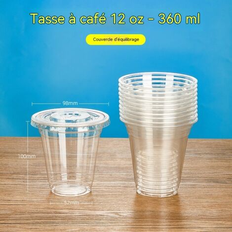 gobelets transparents en plastique jetables avec couvercles pour jus d orange frais cafe the au citron the au lait