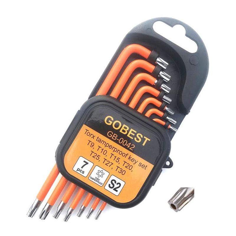 GOBEST short torx tamperproof security allen key set T9-T30 S2 steel (GB-0042)
