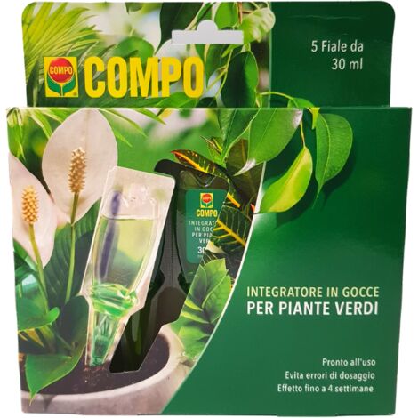 GOCCE PER PIANTE VERDI, 5 FIALE MONODOSE DA 30ML COMPO