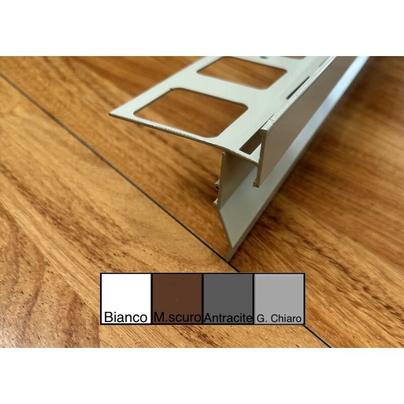 Image of Gocciolatoio top in alluminio per balconi e terrazze 2,7 metri 75mm top alluminio : Colore - Marrone