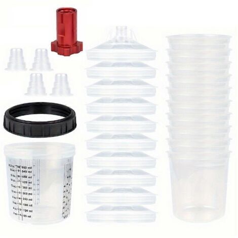 Godet de peinture jetable de 600 ml avec connecteur interne 16 x 1,5 mm
