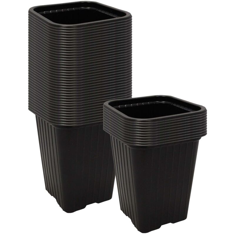 Florateck - Godet en pvc noir 7.3 x 7.3 x 8 cm Lot de 50