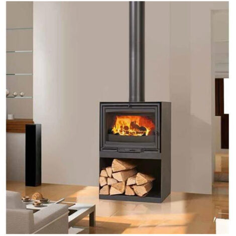 Godin – Poêle à bois Clairvoy 7kW – Acier peint noir – Corps en fonte – Raccordement dessus Ø 150/153 mm – Régulation manuelle - 411104KANTH