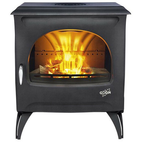Godin – Poêle à bois Courances 7kW 388113A étanche fonte peint anthracite – Raccordement flexible Ø 180 mm – Prise d'air extérieure Ø 80 mm - 388113ANTH
