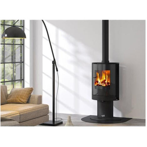 Godin – Poêle à bois fonte 8kW pour bûches 33 cm – Rendement 75 % – Compatible VMC double flux – 411110NOIR