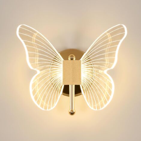 GOECO 10W LED-Wandleuchte, kreative Schmetterlings-Wandleuchte, 3-Farben verstellbar 3000K-6500K Nachttischlampe, Wandleuchte für Schlafzimmer, dekorative Innenbeleuchtung