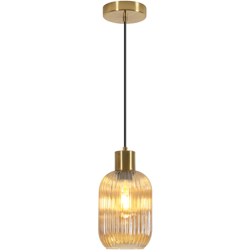 Image of Goeco Amber Glass and Copper Pendant&hellip;