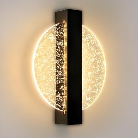 GOECO de Pared LED 12W, lámpara de pared interior moderna de aluminio, aplique de pared interior redondo de acrílico dorado para sala de estar, dormitorio, escalera, pasillo, 3000K/4500K/6500K