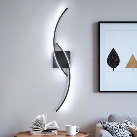 GOECO Applique da parete a LED per interni, moderna lampada da parete nera, applique da parete in acrilico dal design semplice da 27 W per camera da letto, soggiorno, hotel, scale, luce bianca fredda 