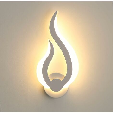 GOECO Applique da Parete Interno, Applique Moderna a LED, 10W, Bianco Caldo 3000K, Forma di Fiamma, Altezza 31cm, Acrilico, Lampada da Parete, per Soggiorno Corridoio Camera da Letto, 220V IP20