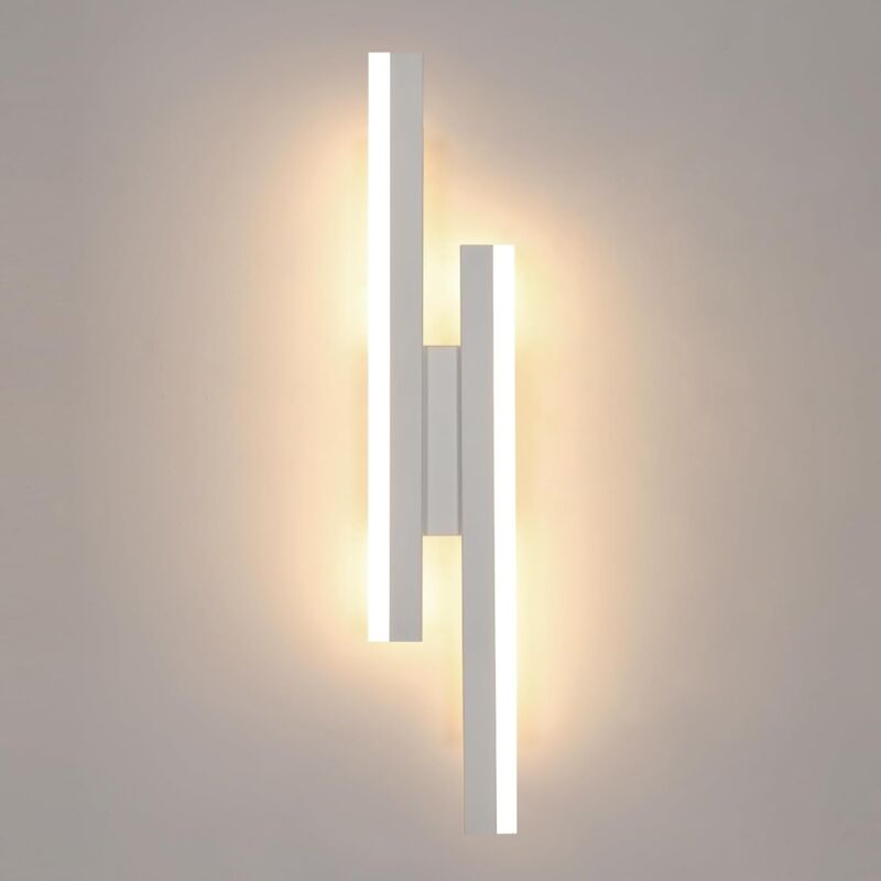 Goeco - Applique Murale Acrylique led, Design Nordique, Blanc, 40x9.5x4 cm, 16W, Lumière Tricolore, pour Espaces Modernes