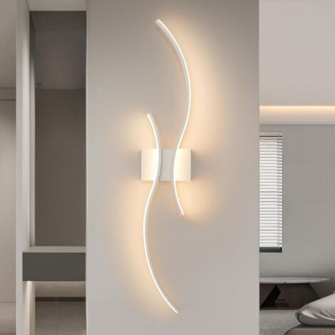 GOECO Applique Murale Interieur, 27W Moderne Lampe Murale Blanc Design Lignes, Luminaire Mural Interieur pour Chambre Salon Escalier, 3000K Blanc Chaud, 80CM