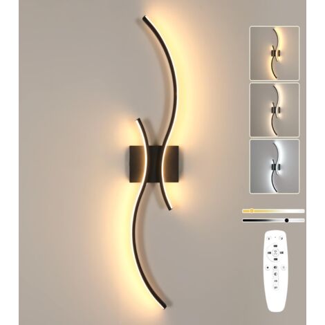 GOECO Applique Murale Intérieur Noir, 32W 3600LM Lampe Murale Dimmable avec Télécommande, 80CM Luminaire Mural en Aluminium pour Chambre Salon Escalier Couloir, 3000K-6500K