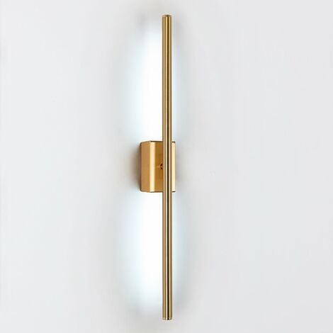 GOECO Applique Murale Interna, Lampada da Parete LED Dorata a Lunga Striscia, Luce per Specchio del Bagno 8W Bianca 6000K