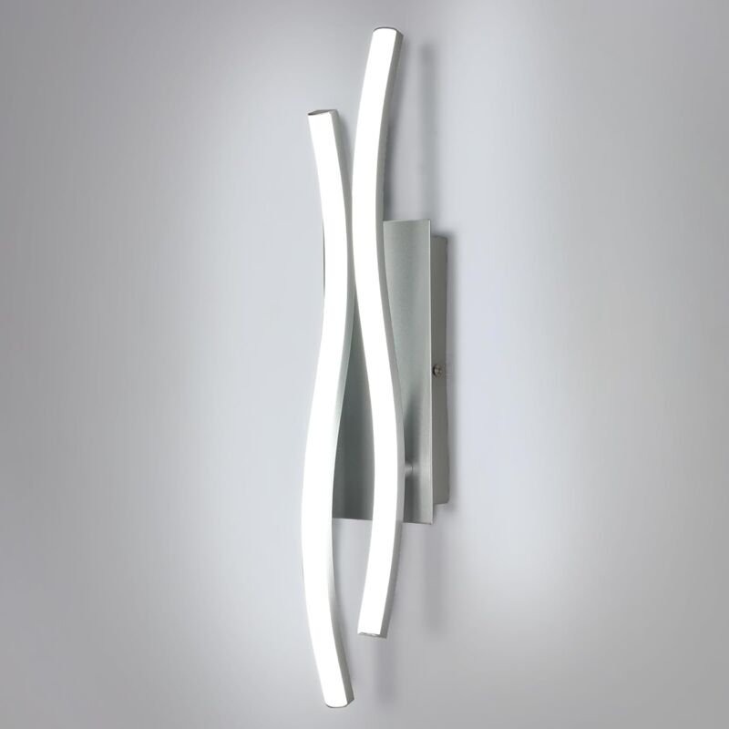 Goeco - Applique Murale led Argentée, 14W 1575LM, Lumière Blanche Froide 6500K, Abat-jour en Aluminium pour Salon, Chambre, Escalier - Longueur 41cm