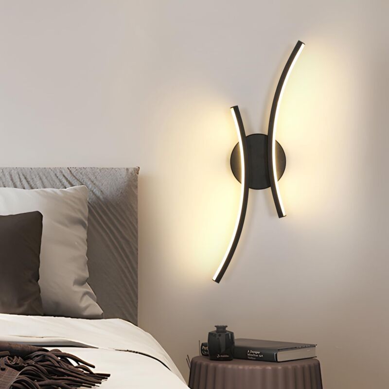 Goeco - Applique Murale led Design Moderne, Noir, 44.5x10x5 cm, Lumière Chaude 3000K, 20W, Idéal pour Décoration Contemporaine