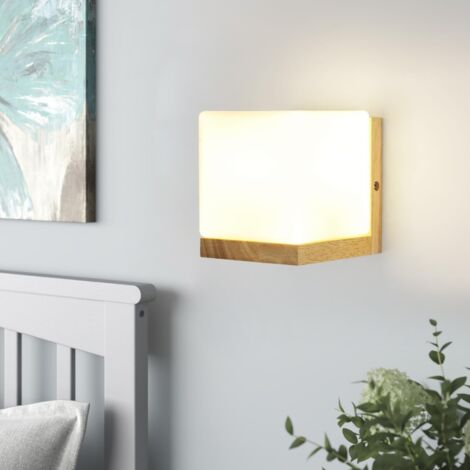 Goeco Applique Murale Vintage in Legno e Vetro – Lampada da Parete Moderna E27 per Camera Soggiorno Corridoio Sala da Pranzo Cucina