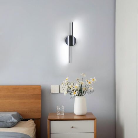 GOECO Applique murali LED da Interno Nera 16W 1800LM Luce Fredda 6500K - Lampada moderna per Camera da letto Soggiorno Corridoio Scala (45 cm)