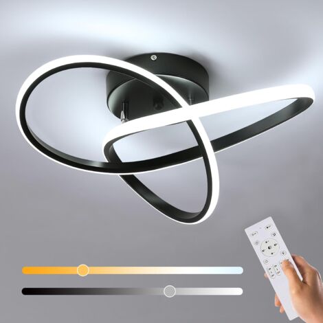 GOECO Dimmbare moderne LED-Deckenleuchte, 36W 4050LM LED-Deckenleuchte mit Fernbedienung 3000K-6500K, LED-Deckenleuchte für Schlafzimmer, Wohnzimmer, Schwarz, 40cm