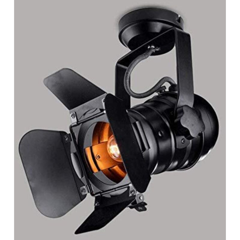 Plafonnier Industriel, E27 Métal Réglable Spot de Plafond Orientable Noir, Applique Plafond Interieur Vintage pour Salon Café Bar Restaurent Chambre