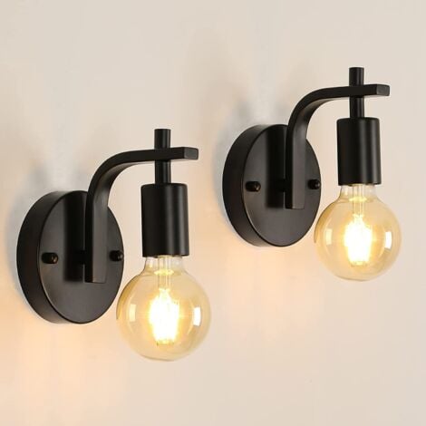 GOECO Interior wall light 2 pack, Vintage metal wall lamp, E27 Industrial interior wall lamp for living room, bedroom, corridor, stairs, bar, coffee (without bulb)