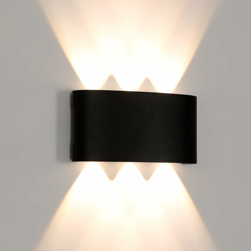 Image of Lampada da parete per esterni, Lampada da parete moderna Arco ovale a led, IP65 Alluminio Su e giù Lampada da parete a led di design per Garage Bagno