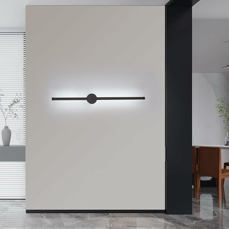 Image of Goeco - Lampada da parete per interni, lampada da parete a led rotante a 360° 6500K bianco freddo, lampada da parete nera moderna per camera da