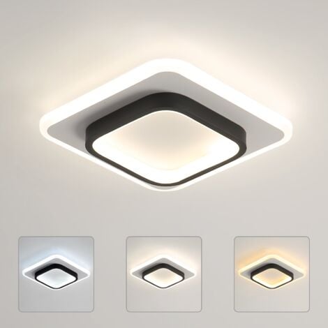 GOECO Lampada da soffitto, Plafoniere a LED Moderno quadrata 20W 2300LM, Plafoniera per Corridoi Balconi Vani scale, dimmerabile 3000K / 4500K / 6500K , Diametro 24cm