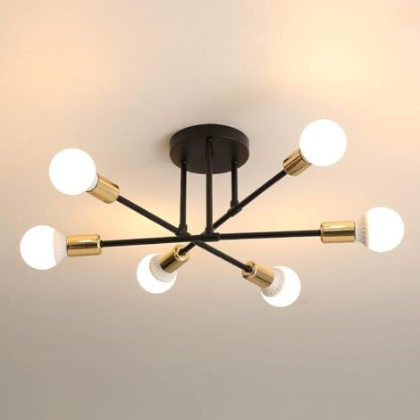 GOECO Lampadario Da Soffitto Vintage, 6 Bracci Lampadario Retrò in Metallo Sputnik Portalampada E27 per Soggiorno Ristorante Studio Bar Camera da Letto(Senza lampadina)