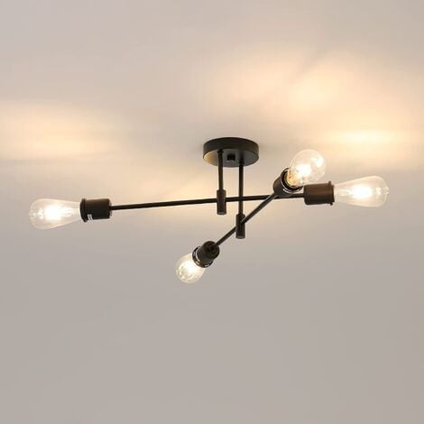 GOECO Lampadario Vintage, E27 Lampada da Soffitto Industriale, 4-Luci Plafoniera in Metallo Moderno per Camera da Letto, Soggiorno, Cucina, Corridoio