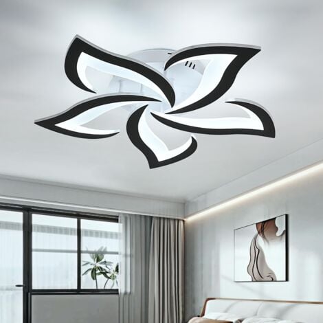 GOECO LED Ceiling Led Modern Design 60w White Cold 6000k Creative Flower Flower Ceiling Lamp For Living Room Bedroom Dining Room Black Office
